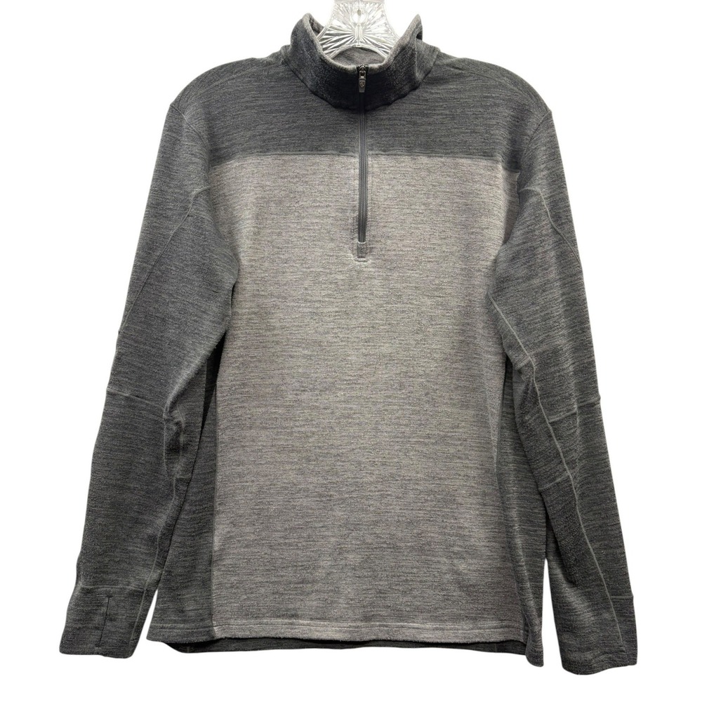 KUHL Ryzer Merino Blend Grey Quarter Zip Pullover Sweater Performance Hiking M‎